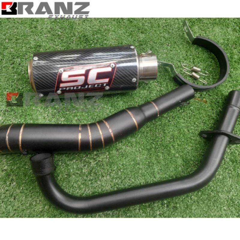 knalpot racing sc project karbon leher hitam doff untuk gsx 150 vixion cbr r15