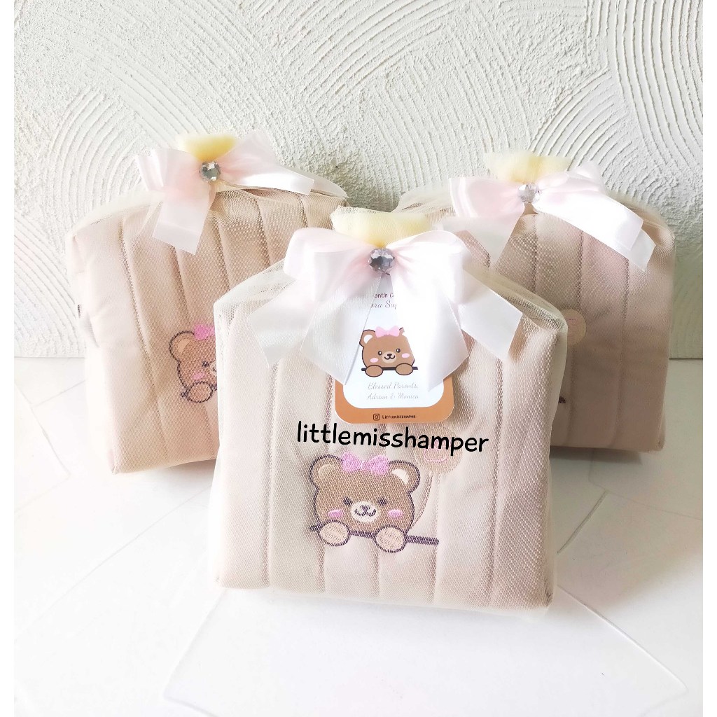 Custom pouch puffy souvenir ulang tahun anak puff hampers bayi cute
