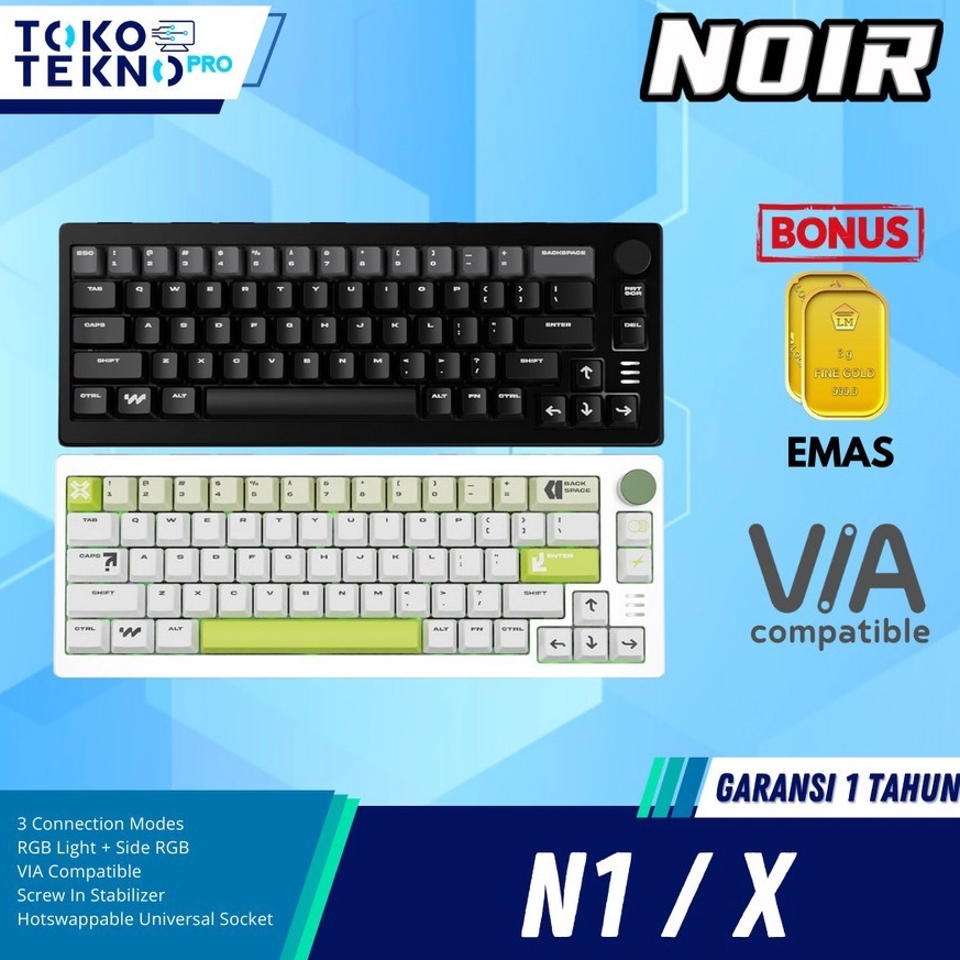 Terbaru Noir N1x  N1X Wireless Mechanical Gaming Keyboard VIA Compatible