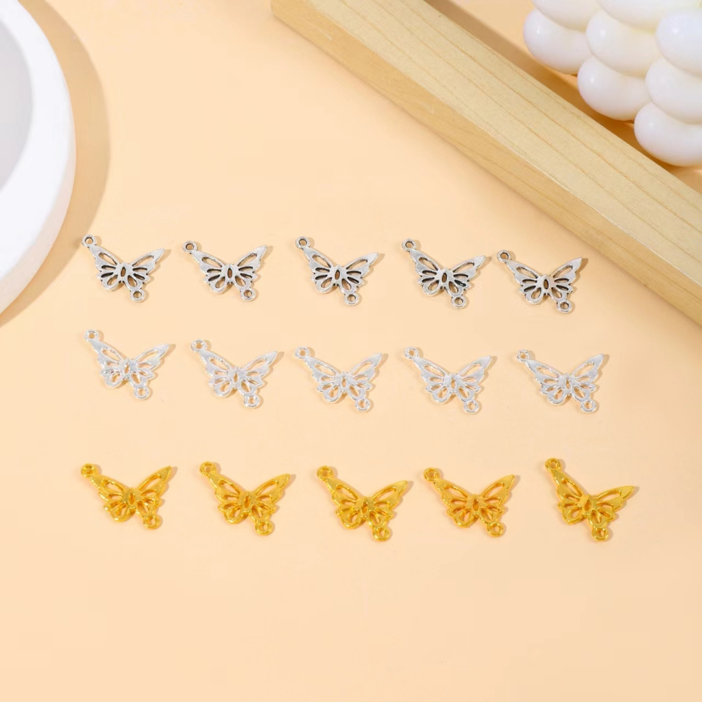 Liontin kupu-kupu berlubang ganda/campuran DIY liontin/campuran/gantung kupu-kupu