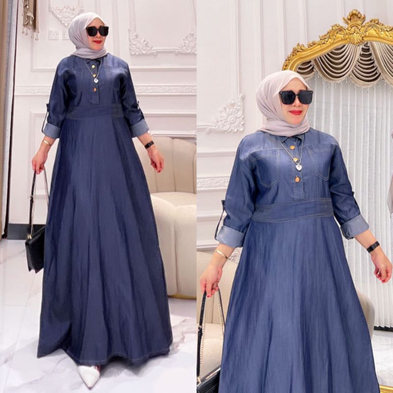 Gamis Jeans Ibu Ibu Muda// baju muslim modis