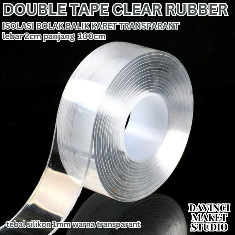 

(Clear) Isolasi Perekat Silikon Bening Bolak Balik - Double Side Rubber Tape Transparant Selotip Solatip Isolatip Maket Miniatur Diorama 20mm