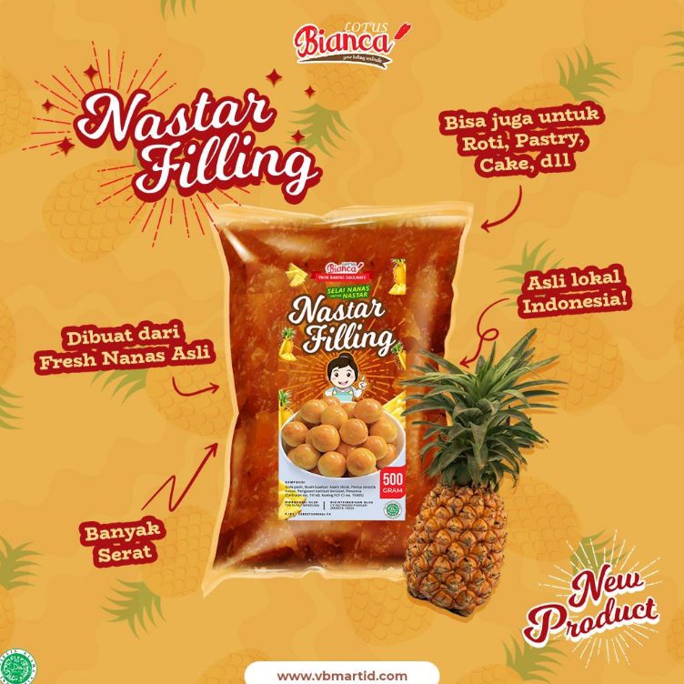 

Pasti Bisaa 5gr Bianca Lotus Nastar Filling selai nanas untuk nastar