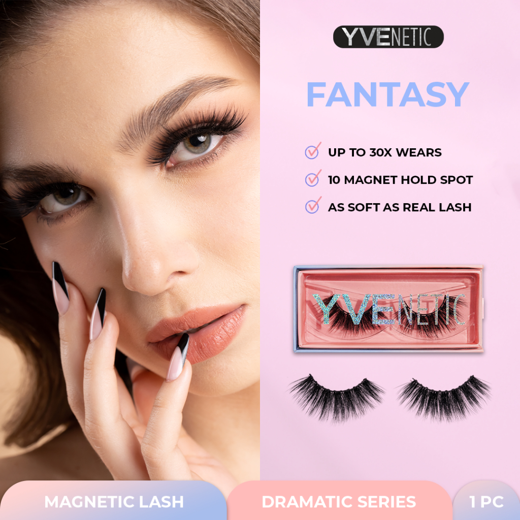 YVENETIC Fantasy (Dramatic) - Magnetic Eyelash | Bulumata Magnetik Tanpa Lem - Menggunakan Eyeliner 