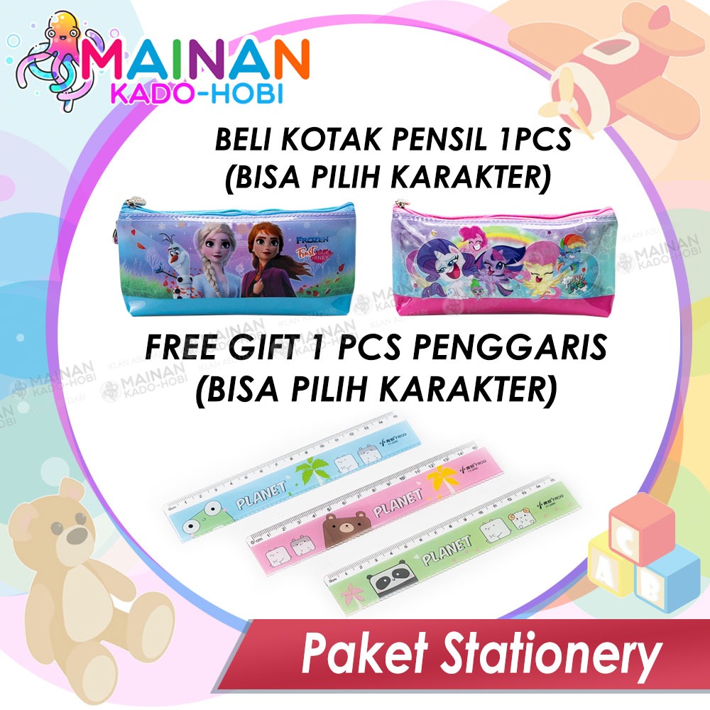 

SET STATIONERY PAKET ALAT TULIS SEKOLAH ANAK KOTAK PENSIL CASE PENGGARIS PENGHAPUS TAS