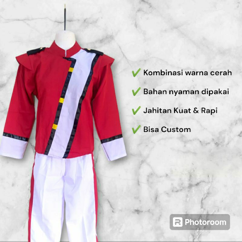 BAJU SERGAM DRUMBAND / KOSTUM DRUMBAND MARCHINGBAND SD SMP SMA KUALITAS BAIK