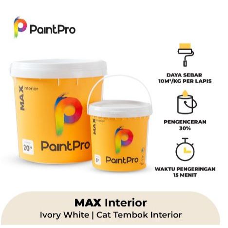 PaintPro MAX Ivory White Cat Tembok 5 Kg Interior Warna Putih