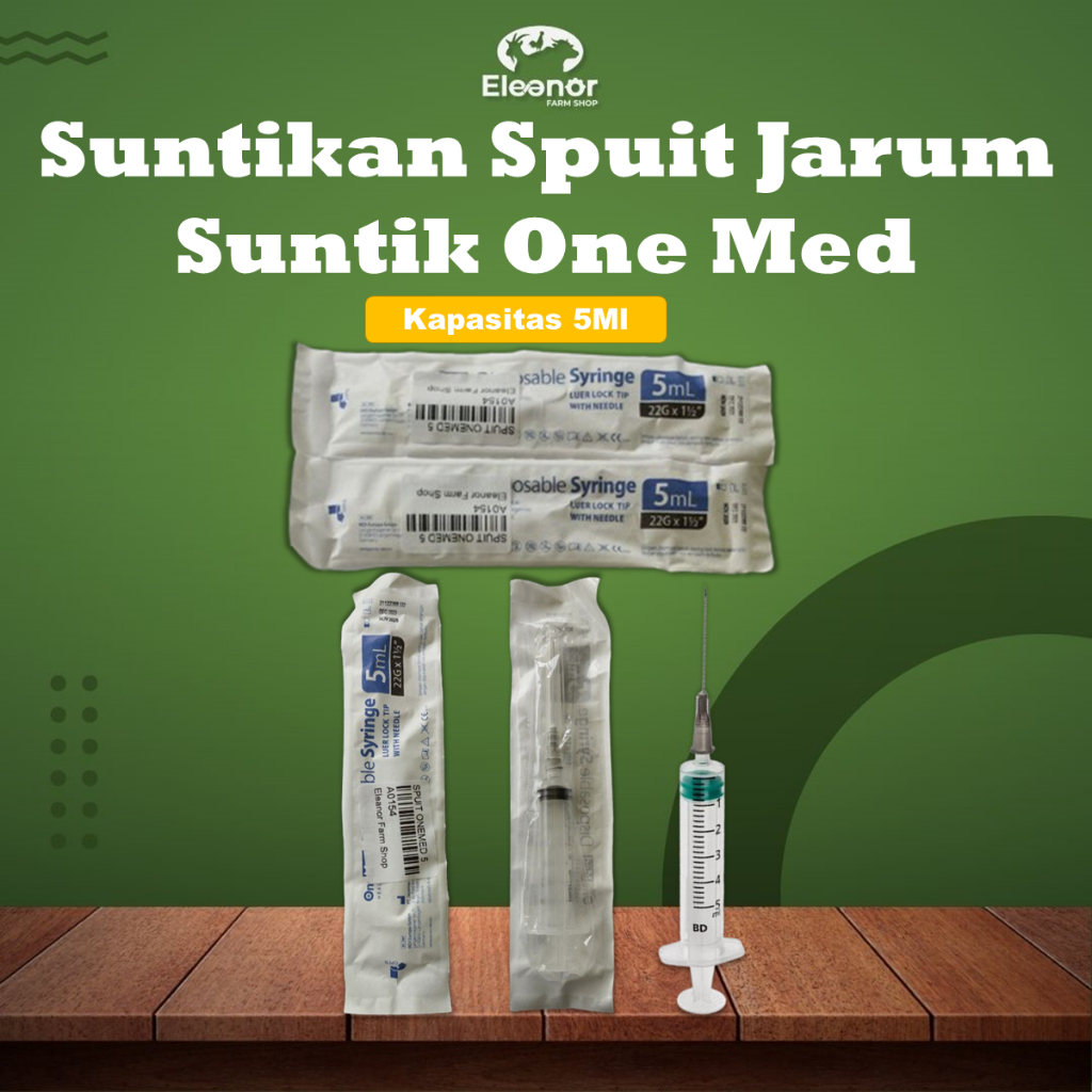 Suntikan Spuit Kapasitas 5Ml Jarum Suntik One Med Alat Suntik Hewan