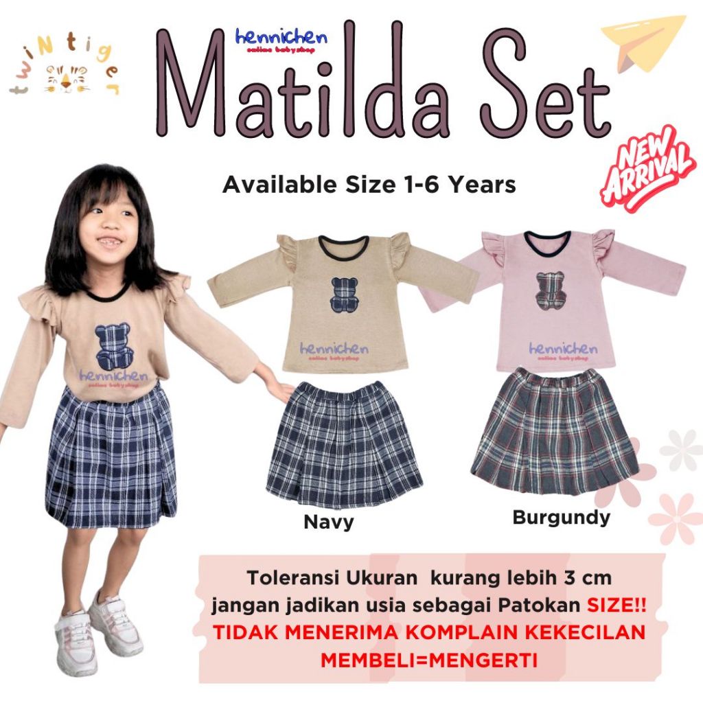 Twin Tiger Setelan Anak Perempuan 1-6 Tahun Flanel Set Matilda Rok Celana Atasan dan Bawahan