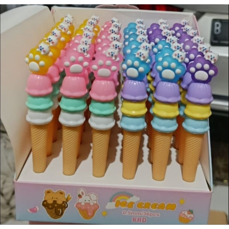 

1 Box Pulpen Ice Cream Cone Bear -- Pulpen Ice Cream Cone Unik