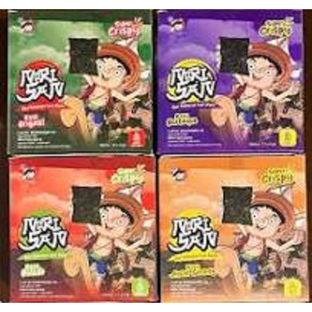 

Nori San (1 BOX ISI 12 PCS) NoriSan Sachet Seaweed Snack 4 gr Rumput Laut Crispy Rasa Original Barbeque Balado dan Ayam Goreng