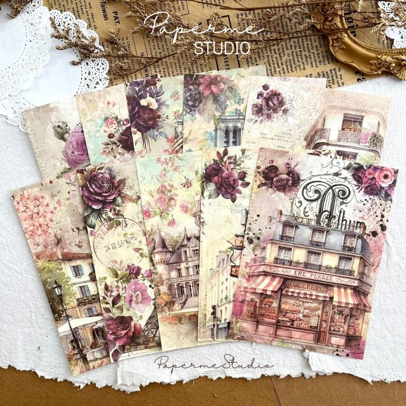 

PAPER DECO - paper journaling aesthetic cafe building retro vintage dekorasi hiasan buku by Papermestudio