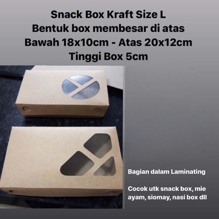 

( 10 Lembar ) Box Snack Kraft Size L Dus Packaging Nasi Coklat Polos Lunch Box Tinggi 5 cm