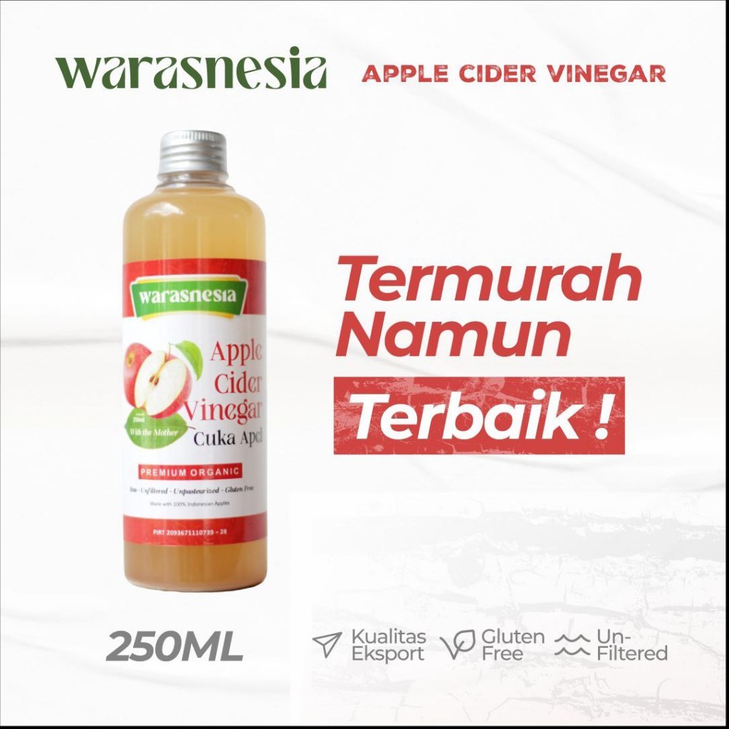 

Cuka apel original organic 250ml warasnesia apple cider vinerga with mother untuk diet dan kecantik sari cuka apel terbaik