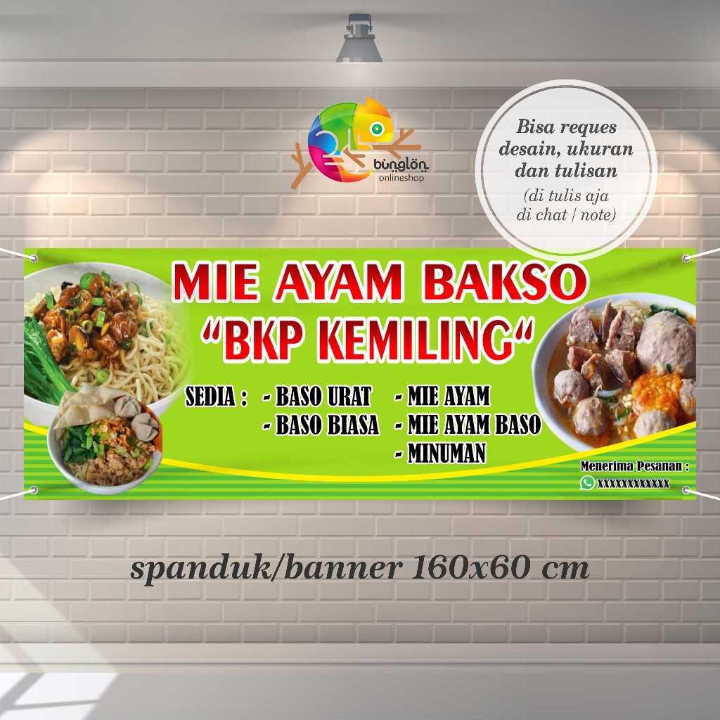 Spanduk Banner Mie Ayam Bakso Free Request Custom Desain