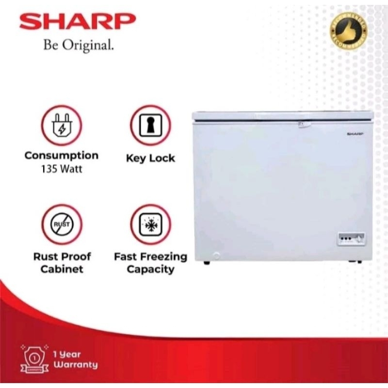 SHARP Chest Freezer Box Pembeku Putih 310 Liter + Kunci FRV-310X Garansi Resmi