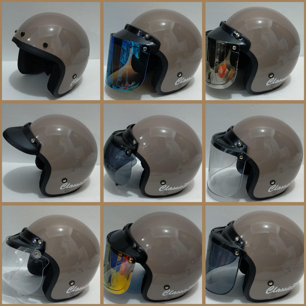 Helm Bogo Retro Classic Coklat Susu/Cappucino Pria Wanita SNI