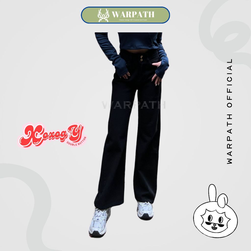 WARPATH - Celana Jeans Kulot Baggy Jeans Highwaist Xoxogy 8715 Double Button Kulot Jeans Wanita