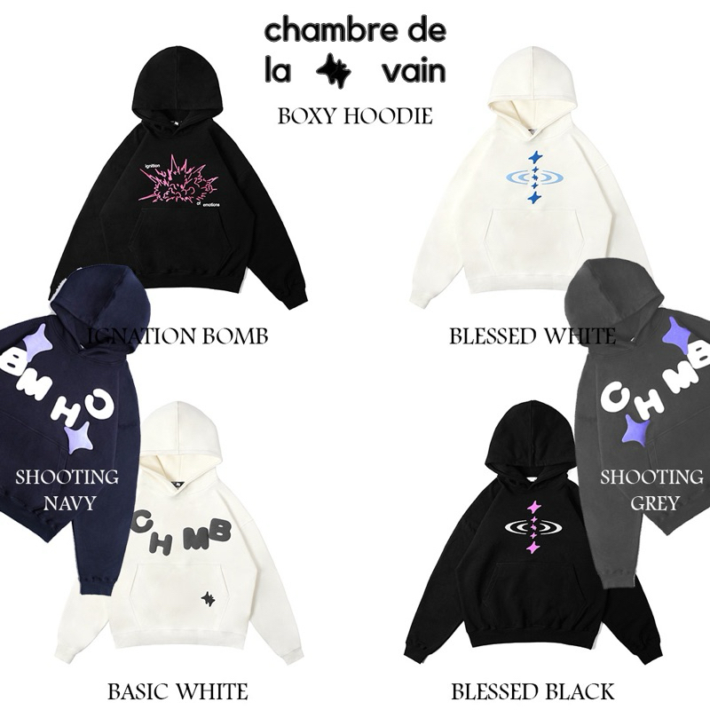 Boxy Hoodie Chambredelavain (CHMB) - Ignation Bomb/Blessed Black White/Basic White/Shooting Navy/Sho