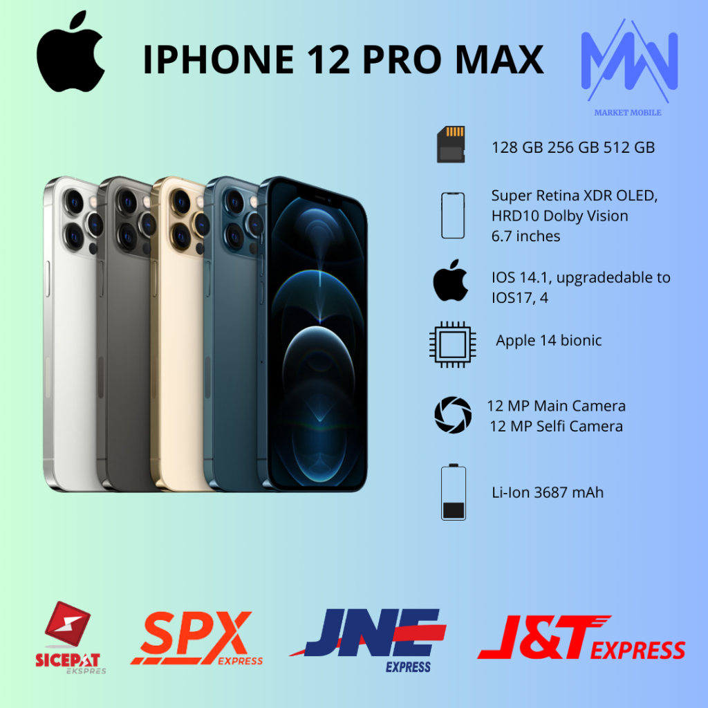 iPhone 12 PRO MAX Apple Original 100% 128GB/256GB/512GB Second Bekas GB 128/256/512 | Mulus Fullset