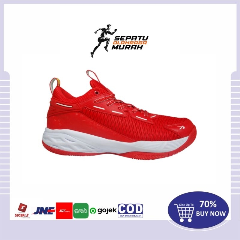 Spotec Dazzle Sepatu Olahraga Murah Basket Pria Wanita | Merah Putih
