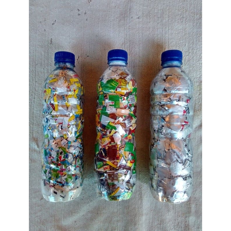 Ecobrick botol aqua 600ml kepadatan 250-300g