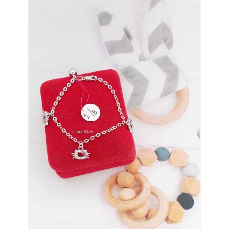 Gelang Tangan Anak Hellokitty Perak Lapis Mas Putih Anti Luntur Anti Karat Balita Batita Anak Anak R