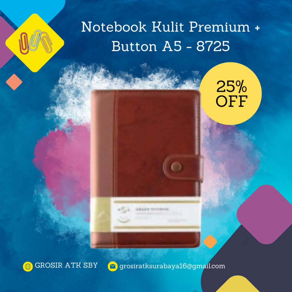 

Notebook Buku Catatan Bahan Kulit Premium Tebal With Button Type 8725