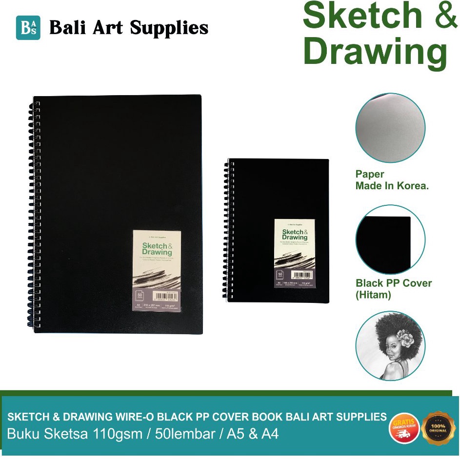 

Hot Sale Sketch Drawing Book Bali Art Supplies Buku Gambar Sketsa WireO PP Cover 5 lembar A4 A5 11gsm
