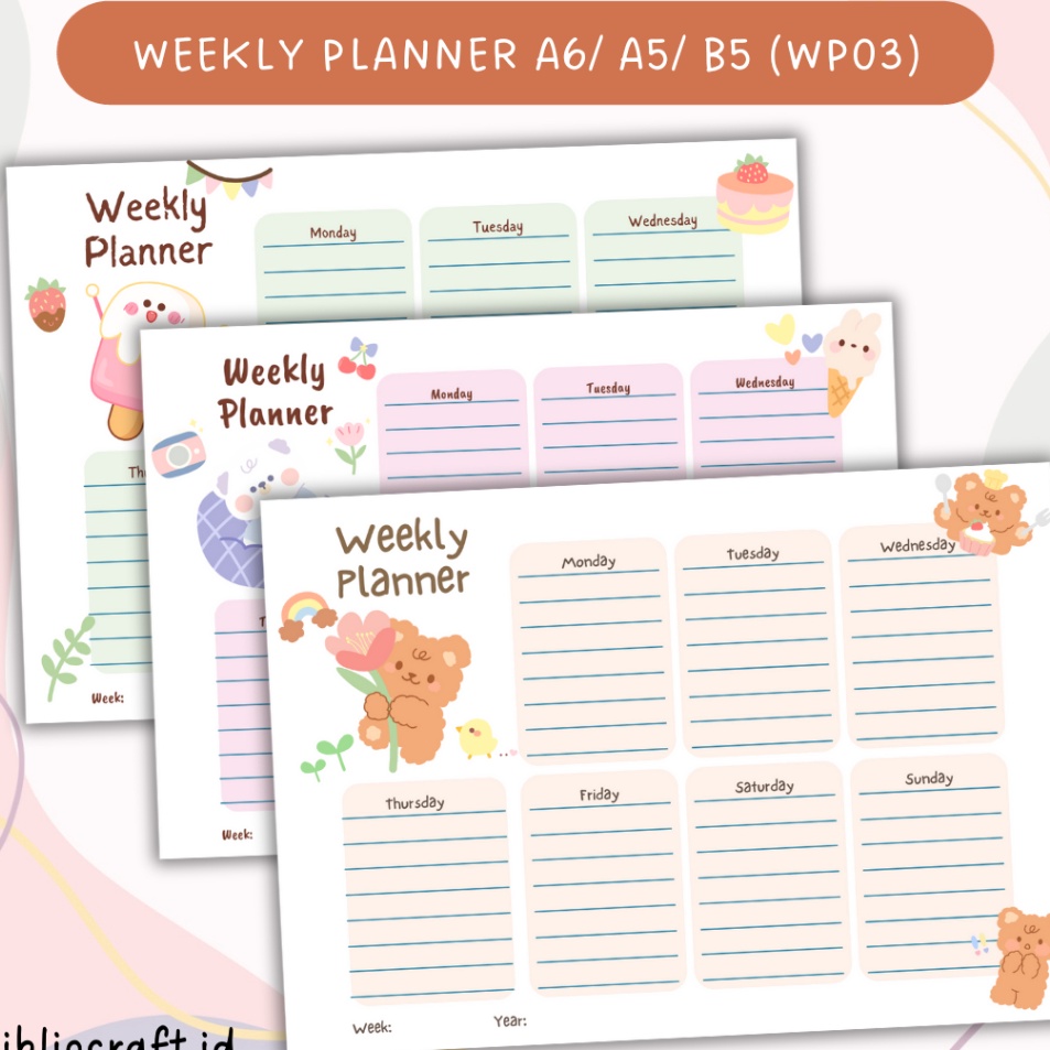 

Update Gembira WP 3 Loose Leaf Weekly PlannerTo Do List Weekly Schedule Refill Binder A6 A5 B5 2 holes 2 Lubang 26 Holes 26 Lubang 2 Lembar by Bibliocraftid