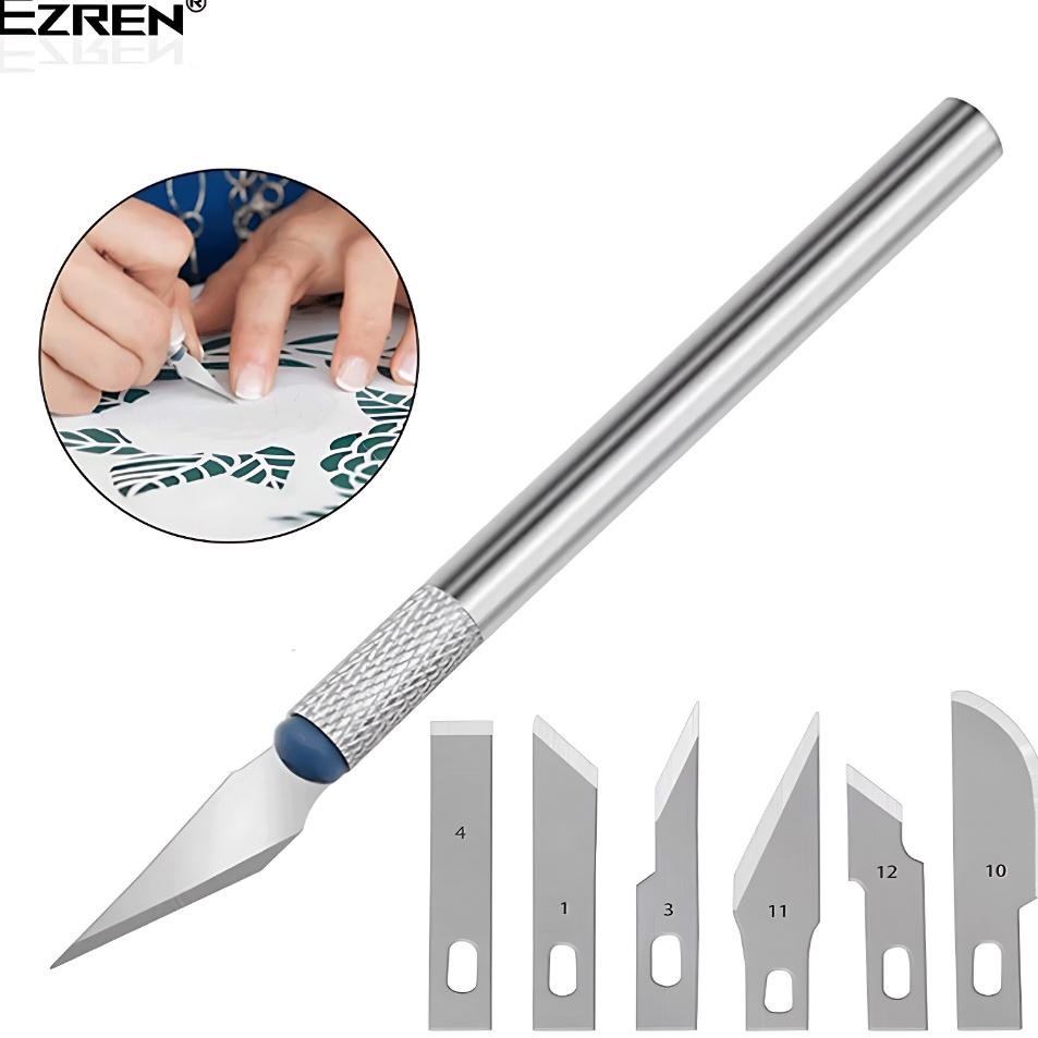 

Serba Hemat Ezren EZ397 Hobby knife Set Pisau Acrylic Set 7 in 1 Pisau Ic