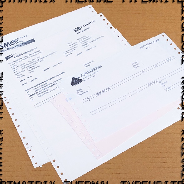 

Produk Istimewa Nota Bon Faktur Surat Jalan Kwitansi BW Dot Matrix Custom 4 Ply