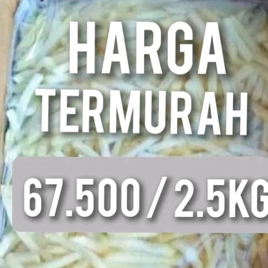 

Terlaku KENTANG GORENG SHOESTRING CUT 7mm berat 25Kg Kentang goreng murah Kentang goreng Kentang