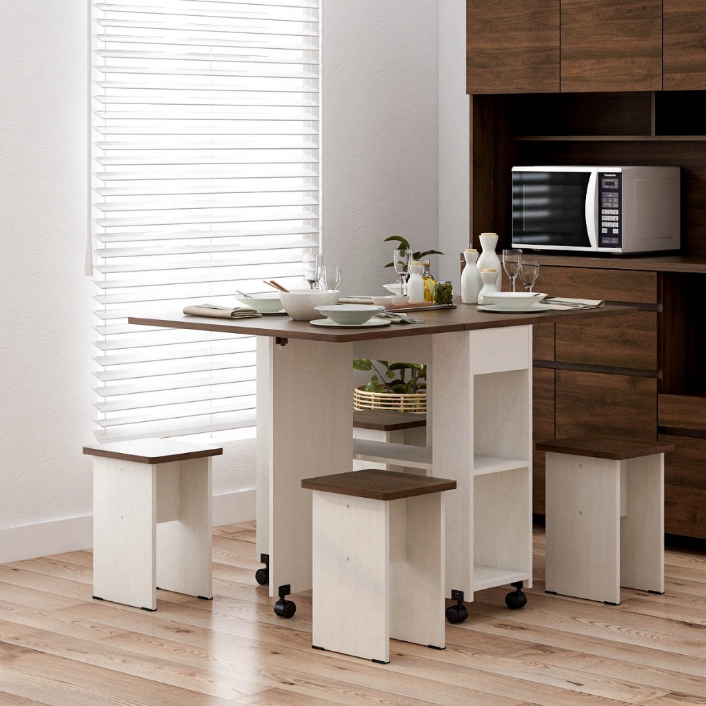 Meja makan minimalis rumah mungil apartemen 4 kursi allison BANDUNG