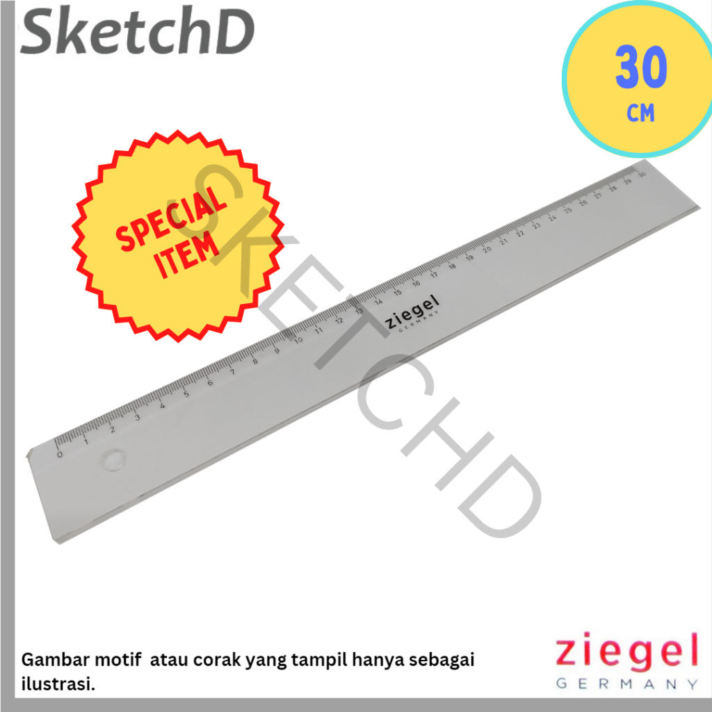 

Penggaris Datar 30 cm Ziegel Mistar Plastik Transparan Ruler