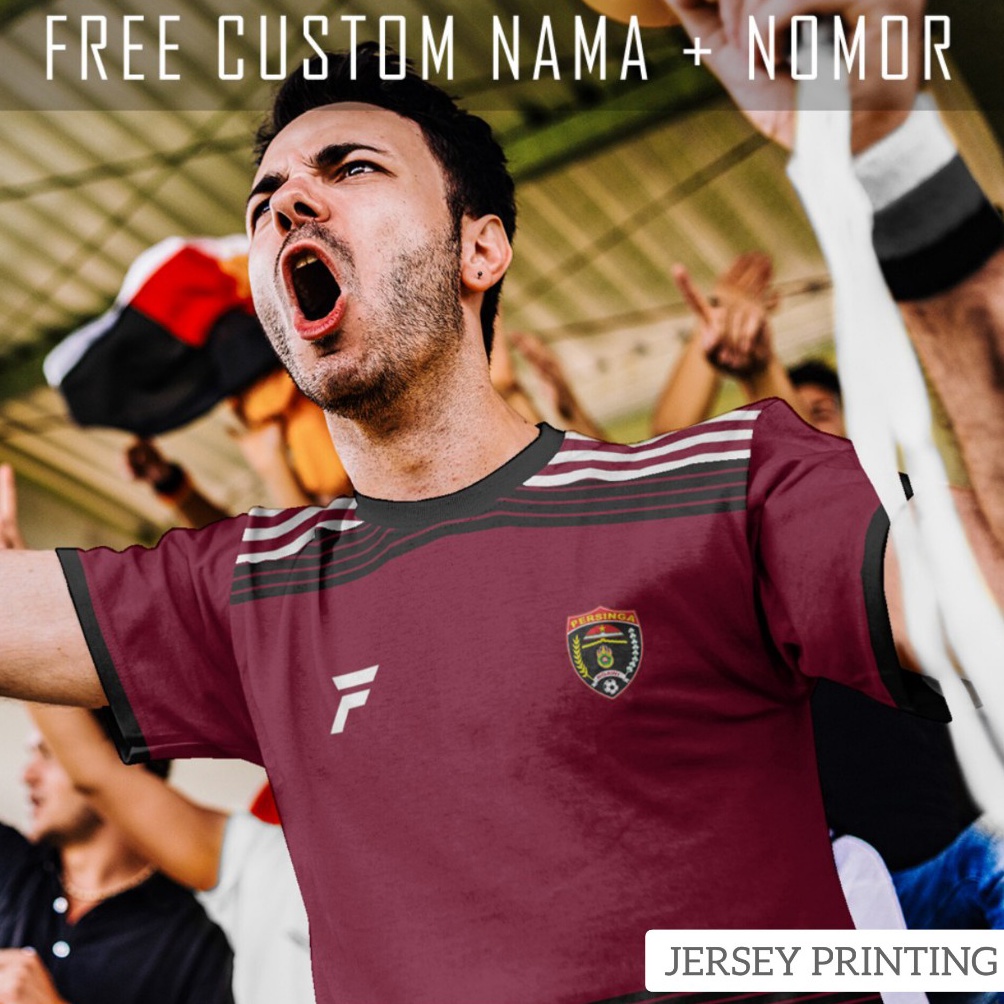 KODE H74Y Kaos Bola Jersey Persinga Ngawi Klub Strip Garis Baju Custom Nama dan Nomor Punggung  468