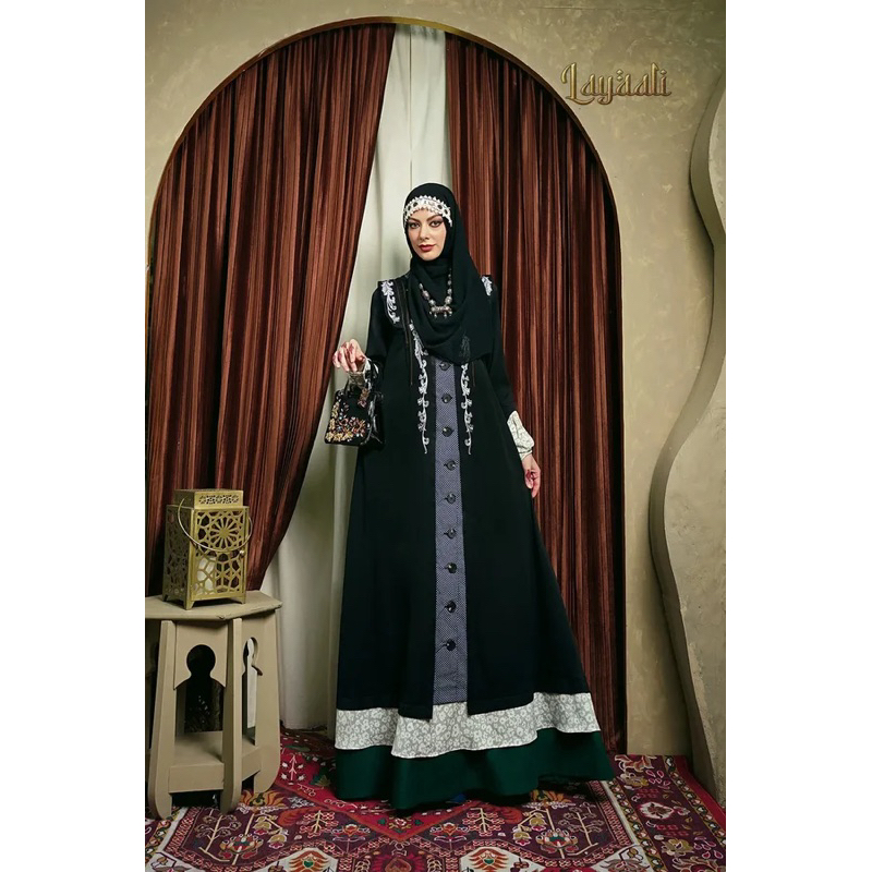 GAMIS TUNEECA NOURA T-0424007 TUNEECA LAYAALI GAMIS MUSLIMAH WARNA HITAM KUALITAS PREMIUM KEKINIAN O