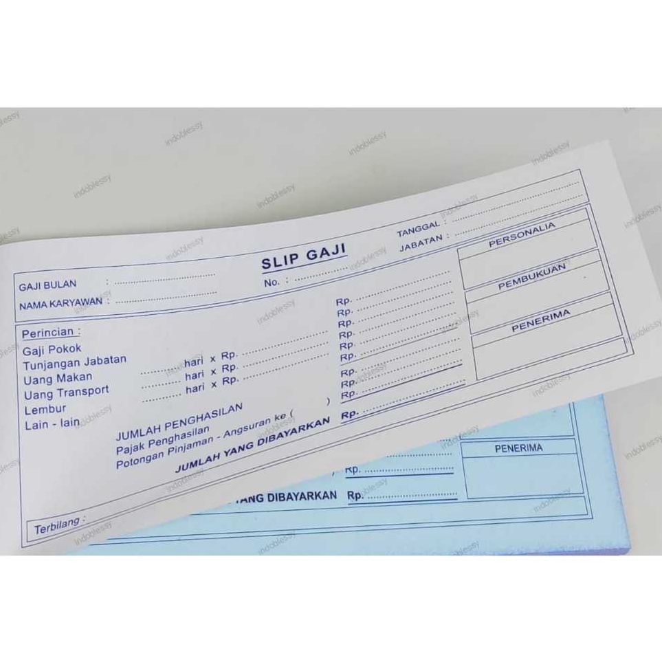 

Super Meriah SLIP GAJI bukti gaji NCR 13 FOLIO 2 Rangkap Putih Biru BUKU KWITANSI UPAH