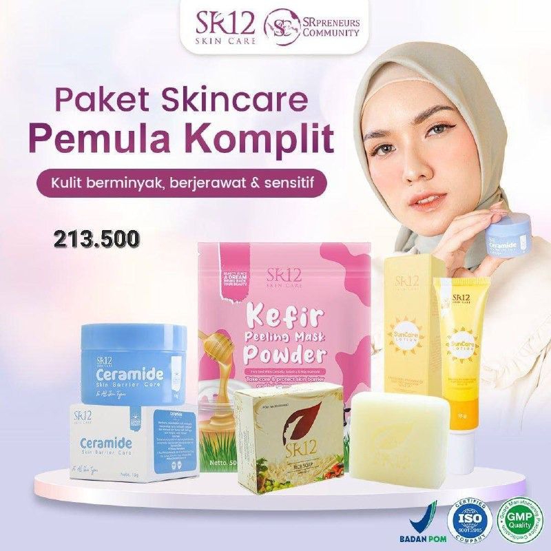 PAKET SKINCARE PEMULA KOMPLIT SR12 UNTUK KULIT BERMINYAK BERJERAWAT DAN SENSITIF