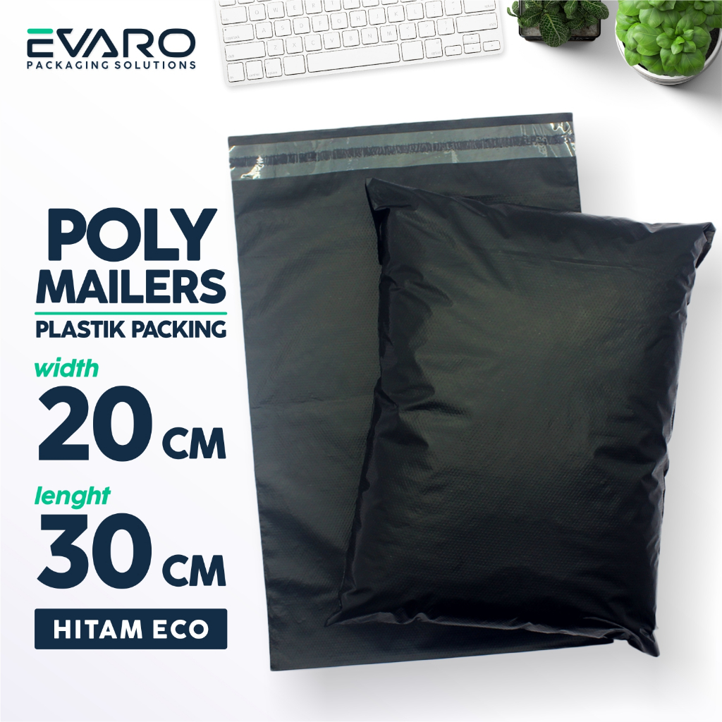 

EVARO - Plastik Polymailer 20x30cm Hitam Eco Plastik Packing Polimer Tebal Berkualitas