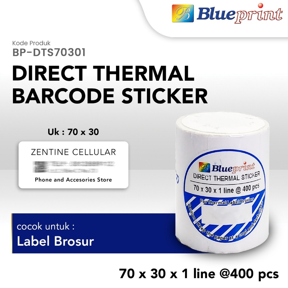 

Sekarang Murah Direct Thermal Label Stiker 7 x 3 BLUEPRINT 7x3 mm 1 Line Isi 4 1 Roll