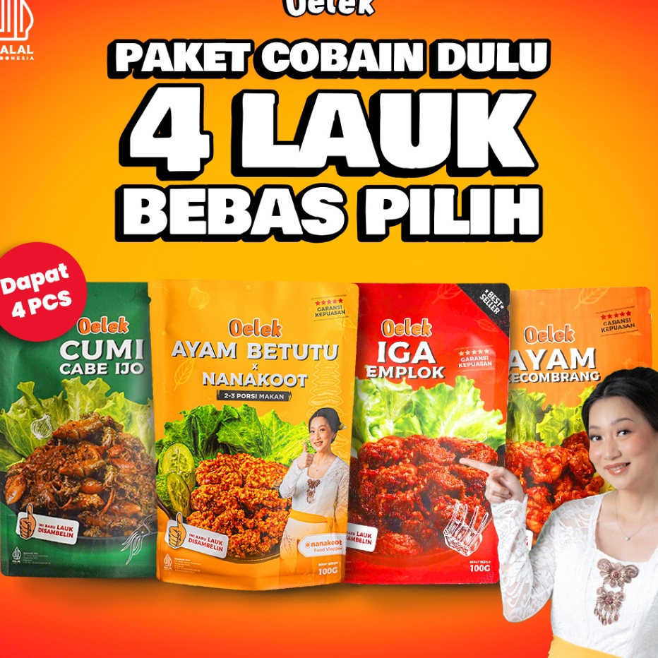 

PROMO MURAH Oelek Paket Cobain Dulu 4 Lauk Bebas Pilih Iga Emplok Cakalang Balado Cumi Cabe Ijo Ayam Kecombrang LaukSiapSaji