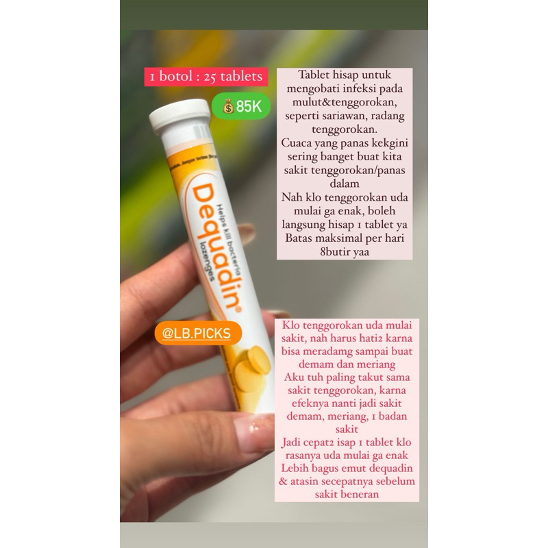

Dequadin Lozenges Tablet Hisap Sakit Tenggorokan Malaysia