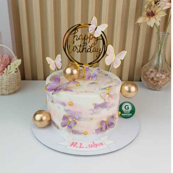 

CAKE TEMA KUPU-KUPU UK 15CM / KUE ULANG TAHUN CUSTOME