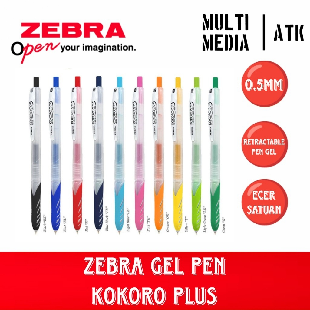 

GEL PEN ZEBRA KOKORO PLUS ECER SATUAN / 1 PCS