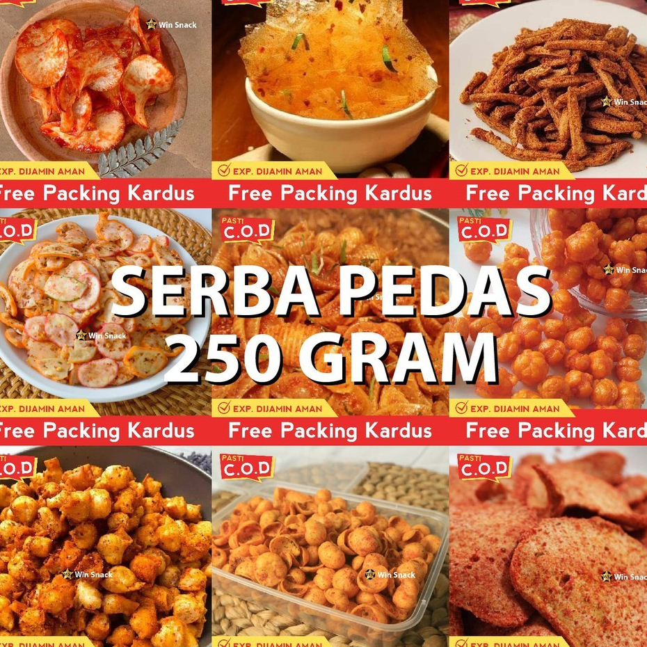 

DISKON snack kiloan makanan ringan serba pedas 250 gram jajanan jadul zaman now manis asin cemilan camilan