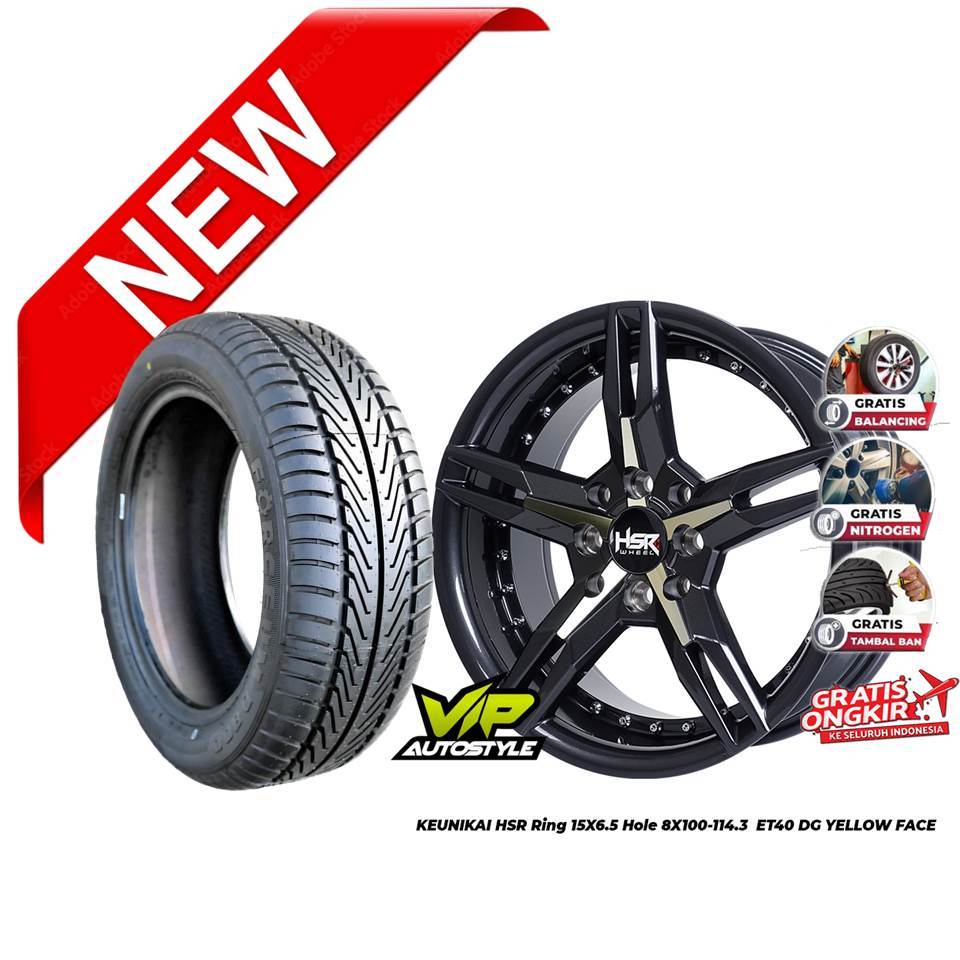 Velg Mobil R15 Paket Komplit Jazz Brio agya Yaris Calya DLL HSR Keunikai PLus Ban 185 55 r15 ban