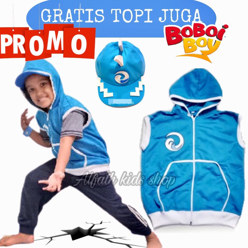 KODE W48B BAJU BOBOIBOY AIR SET TOPI DAN ROMPI  JAKET ROMPI BOBOIBOY ANAK  KOSTUM BOBOIBOY AIR  SETE