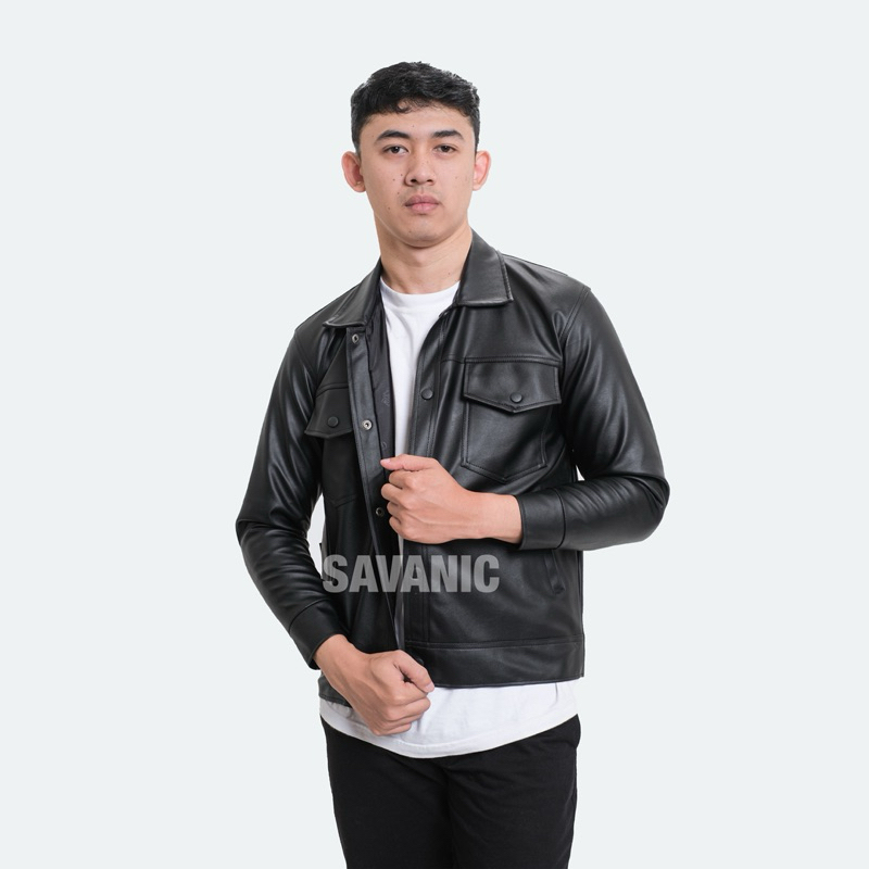 Jacket kulit viena safari clasic style jaket kulit blazer casual keren Jaket Kulit Pria Keren