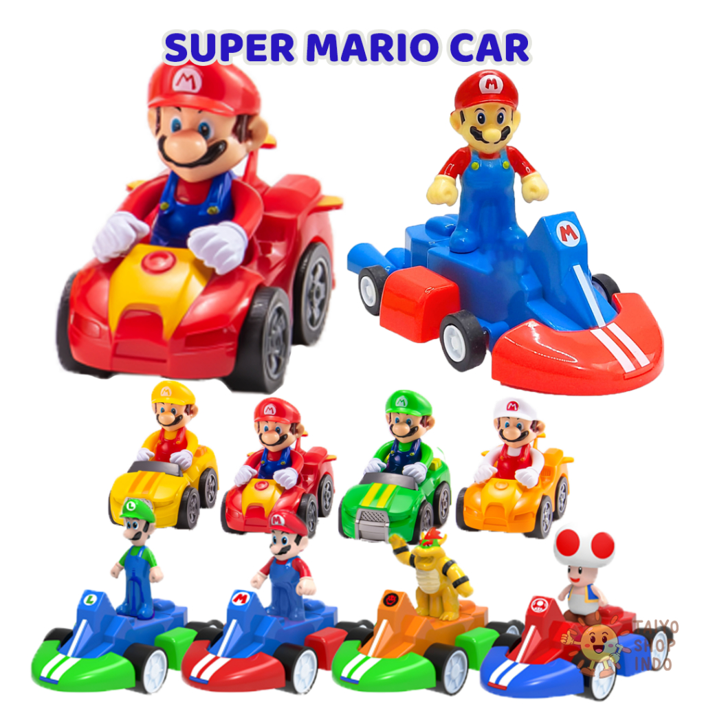 TAIYO Super Mario Car Kart Mobil Mobilan Gokart Kendaraan Mini Kecil Gerak Karakter Game Mainan Anak